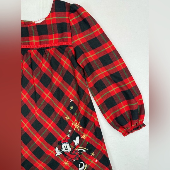 DISNEY STORE Girls Minnie Mouse Ice Skating Plaid Winter Nightgown 5/6 Cozy Warm - Picture 6 of 15